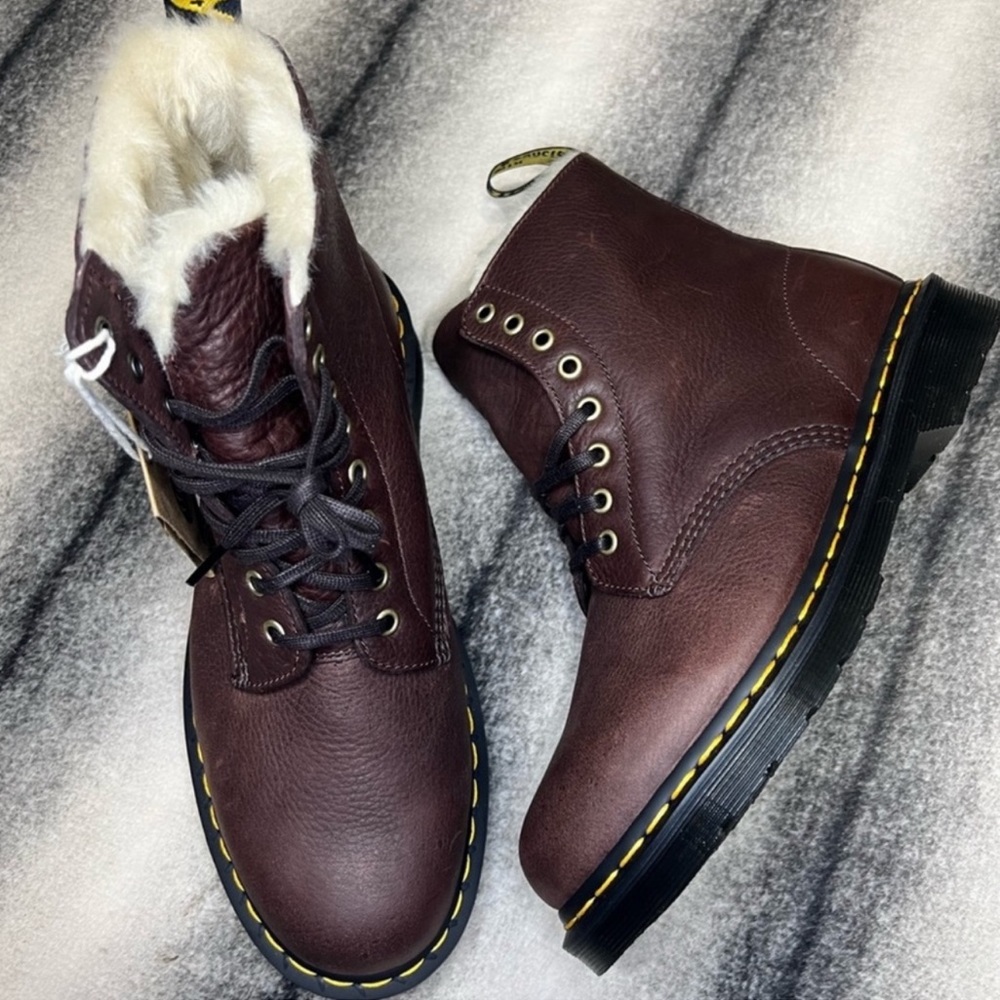 Dr Martens 1460 Pascal FL Cask Ambassador Leather Faux Fur Lined Combat Boots